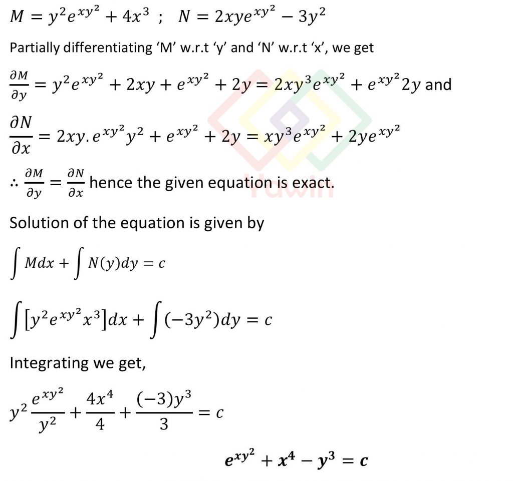 Solve y 2 E xy 2 4x 3 dx 2xy E xy 2 3y 2 dy 0 Yawin