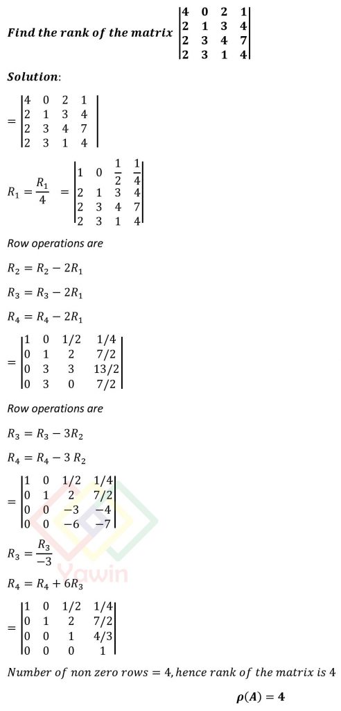 how to find rank of 4x4 matrix