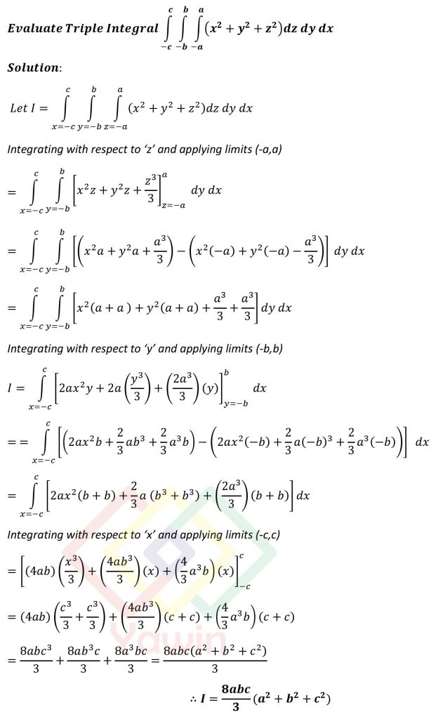 Evaluate Triple Integral Of x 2 Y 2 Z 2 Dz Dy Dx Over The Limits 