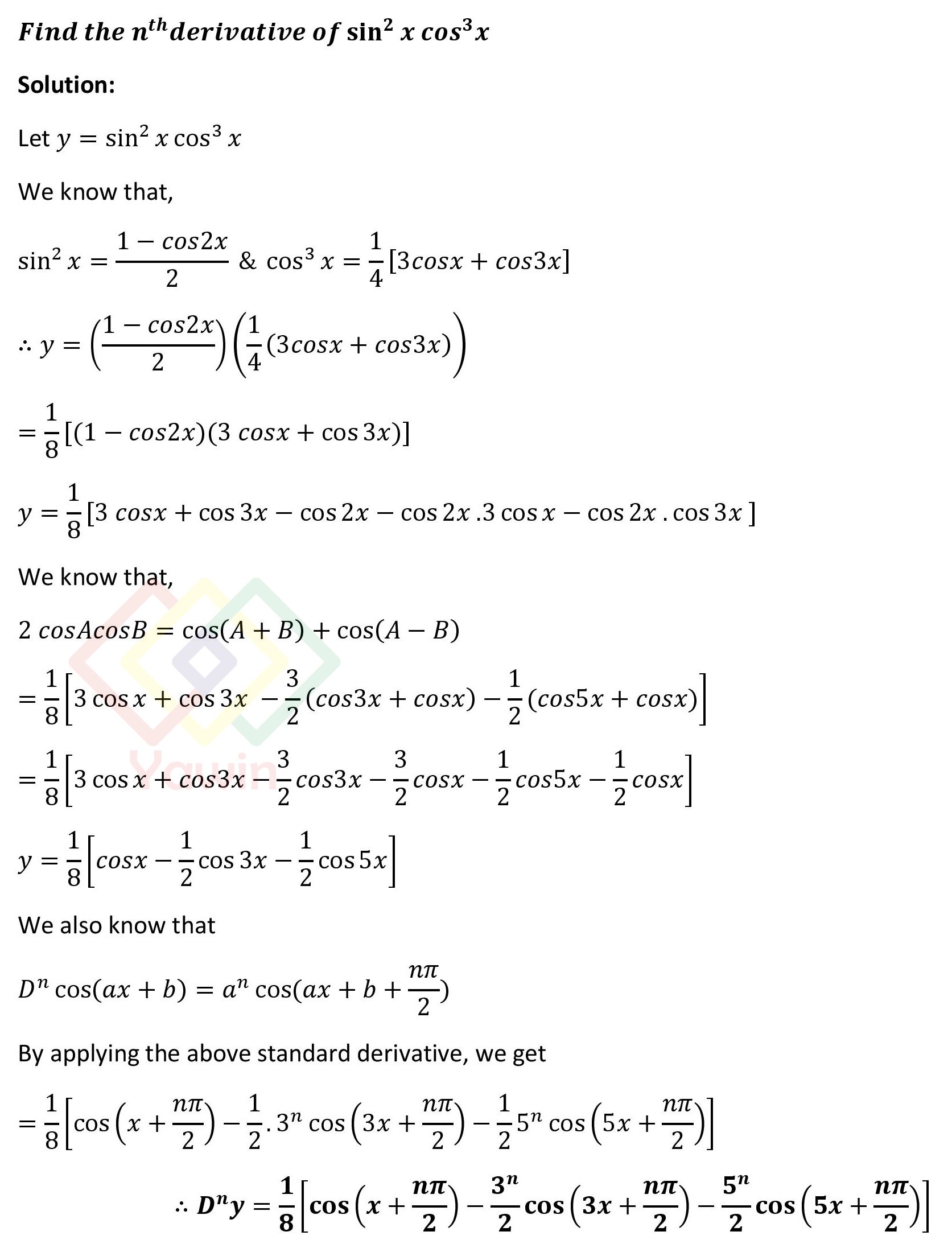 find nth derivative of sin 2x 3