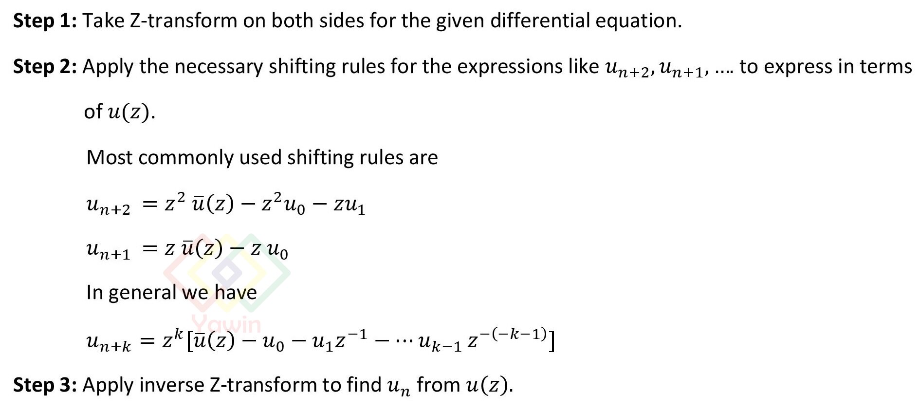 Z Transform Math Problem Solved Steps to find the solution of Difference or Differential equations ...