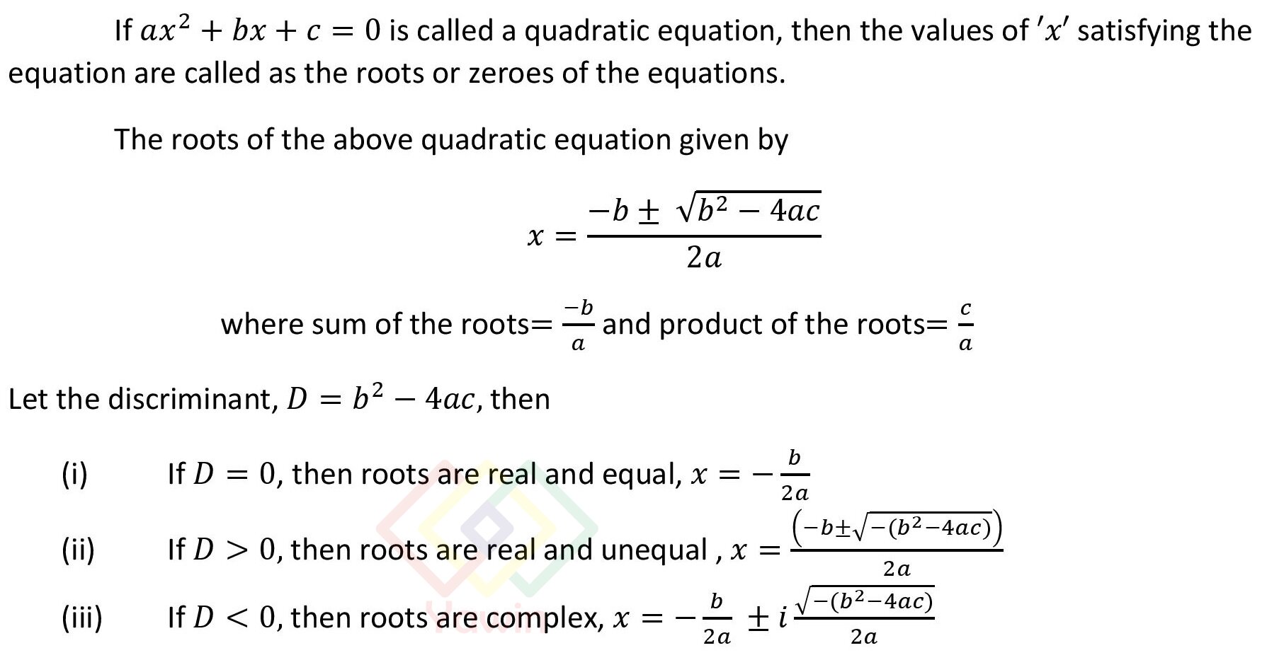 roots of quadratic equation are equal